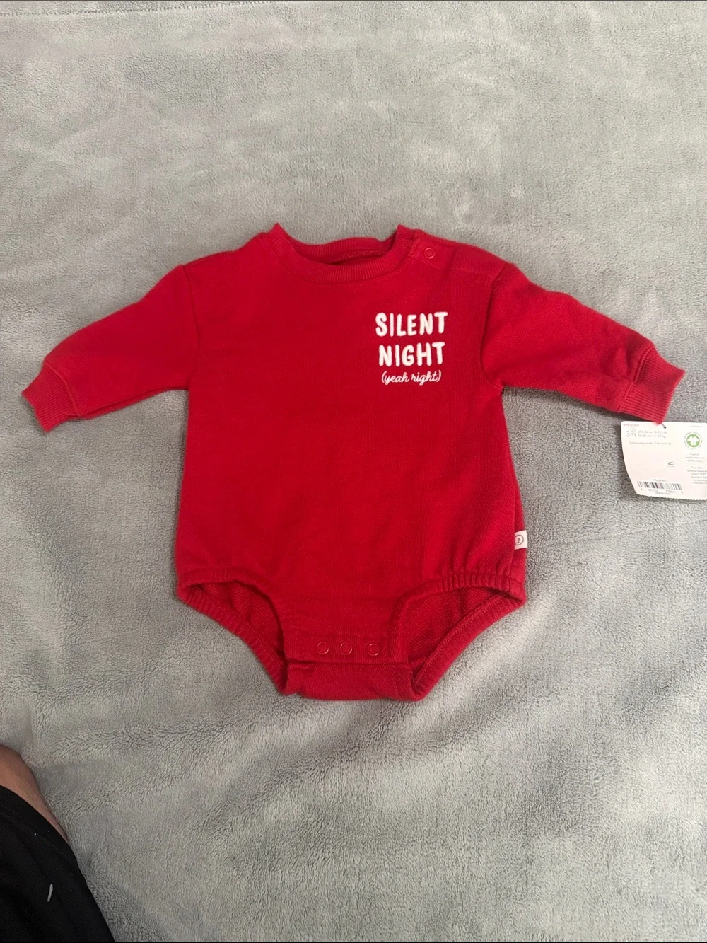Carter's Red 'Silent Night' Long-Sleeve One-Piece Bodysuit